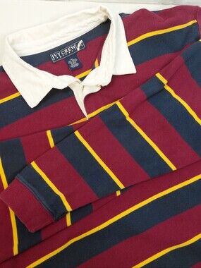 Ivy Crew Explorer Rugby Polo Long Sleeve Size XL Stripes Gold Burgundy 90s